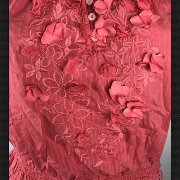 🚩Hollister Top Floral Applique 3 Button Logo Sz M - Picture 5 of 6